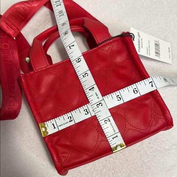 Madden Girl Cherry Hearts Red Quilted Handbag - Picture 10 of 11